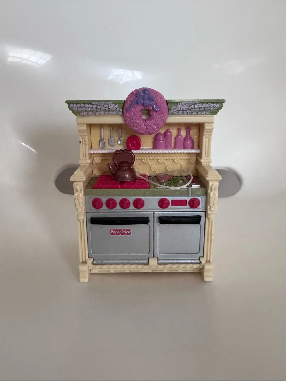 VTG Fisher Price Loving Family Dollhouse Kitchen Unit Sounds Stove Oven Untested